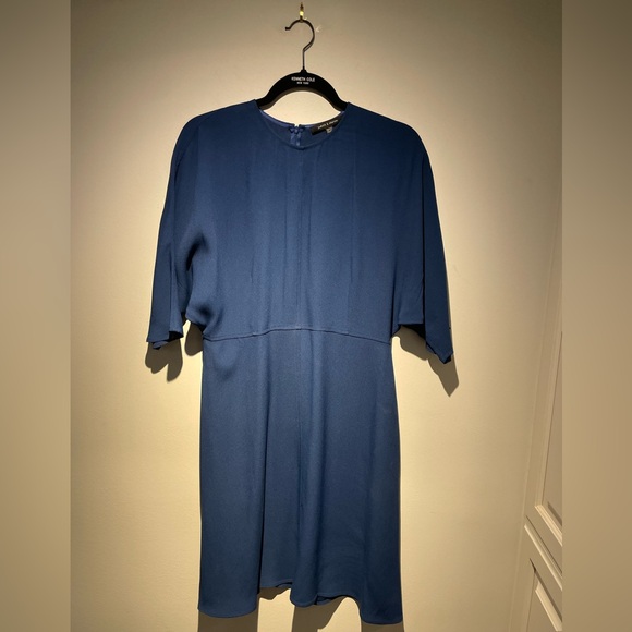 Judith & Charles Elegant Blue Midi Dress with Dolman Style Sleeves - Picture 2 of 10